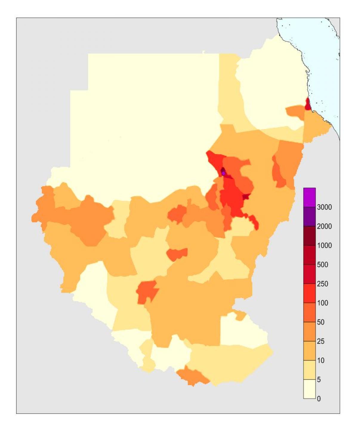 Karta stanovnika Sudana 